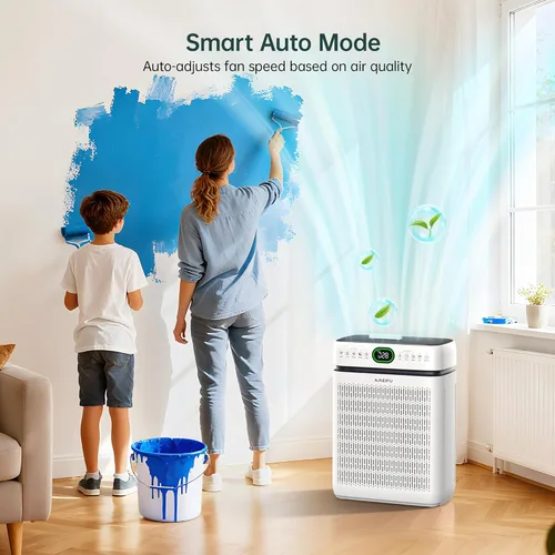 Miniatura 8 de Purificadores de aire para el hogar, habitación grande de hasta 3500 pies cuadrados con filtros lavables, HEPA de doble cara con pantalla PM 2.5
