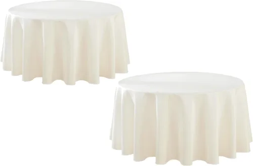 Miniatura 29 de Paquete de 2 Manteles Redondos de 120 Pulgadas de Carbón, Mantel de Poliéster Lavable para Uso en el Hogar, Fiestas, Bodas o Restaurantes.