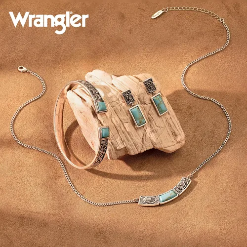 Miniatura 2 de Montana West Pulsera de Puño Wrangler para Mujeres Occidental Turquesa Ajustable Brazalete Abierto Plateado Tallado Floral Vaquera Joyería Country