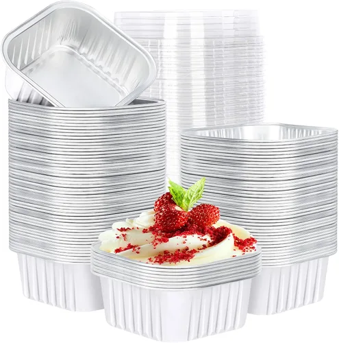 Miniatura 11 de EUSOAR Vasos para hornear, 50 unidades de 5 onzas / 5.1 fl oz de papel de aluminio para muffins, tazas de crema brulee con tapas, recipientes