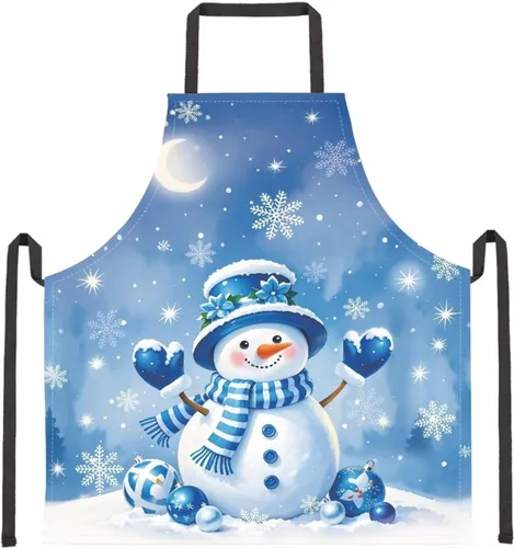 Miniatura 25 de Dreaweet Delantal de cocina unisex con cuello ajustable de Navidad