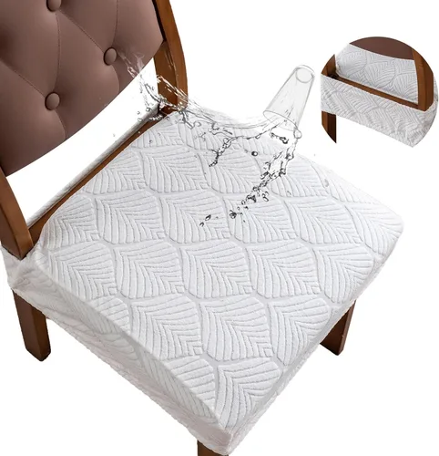 Miniatura 27 de Fundas de asiento para silla de comedor, extraíbles y lavables, juego de 2, fundas de cojín de asiento de silla de jacquard, protectores