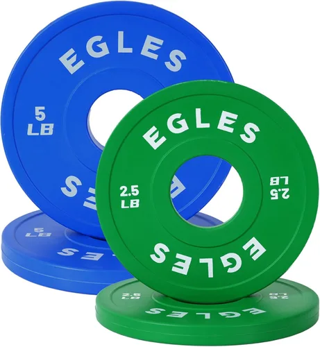 Egles Juego de Placas de Cambio 1.25LB, 2.5LB, 5LB - Placas de Peso Recubiertas de Goma en Pares, Placas Bumper Olímpicas, Codificadas por Color,