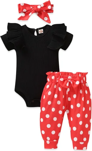 Miniatura 63 de fioukiay Conjunto de ropa de verano para bebés y niñas recién nacidas prematuros, mameluco, pantalones, diadema, conjunto de ropa para el verano