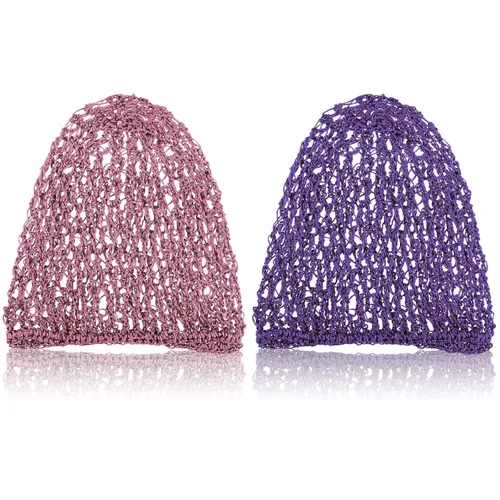 Miniatura 10 de Waydress 2 redes para el cabello para mujeres, trabajadoras de servicio de alimentos para dormir, gorra de pelo largo de malla de ganchillo
