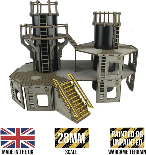 Miniatura 2 de War World Gaming Industry of War Refinery 1 – Prepintado – 1.102 in Sci-Fi Wargaming Terrain Modelo Diorama Scenery Sci-Fi Batalla Mesa Guerra