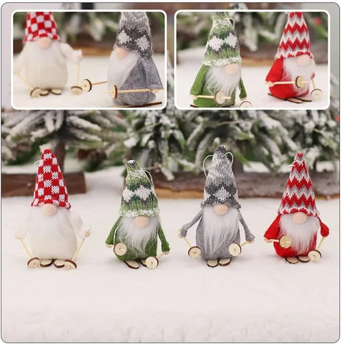 Miniatura 2 de BESTOYARD Colgante de muñeca de esquí, gnomos de árbol de Navidad, adorno de chimenea de Navidad, adorno de muñeca sin rostro, adornos de Navidad