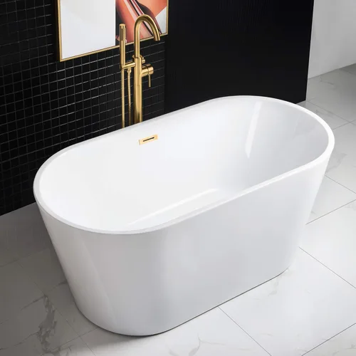 Miniatura 16 de WOODBRIDGE Bañera de acrílico independiente de 67 pulgadas, bañera de remojo contemporánea, acrílico blanco (desagüe/desbordamiento negro mate), B/M