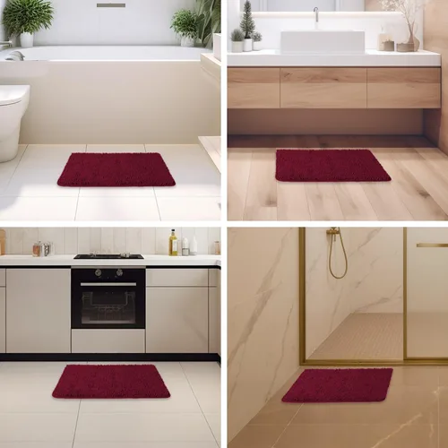 Miniatura 487 de Alfombra de baño pequeña de 12 x 18 pulgadas, lavable y absorbente, antideslizante, alfombra de baño de felpilla gruesa y suave para baño, ducha