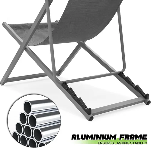 Miniatura 7 de Magshion Juego de 2 sillas plegables de playa, diseño reclinable ajustable de 4 niveles, marco de aluminio ligero, silla portátil al aire libre
