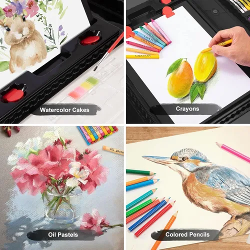 Miniatura 5 de Suministros de arte, paquete de 272 juegos de arte para niñas, niños, adolescentes, artistas, caja de arte de regalo de lujo con caballete triple