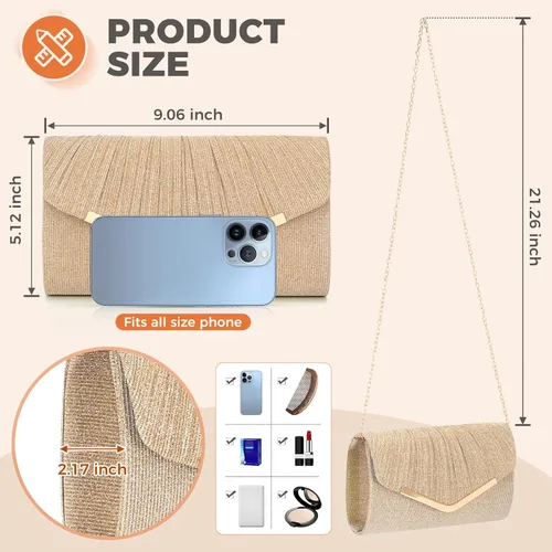 Miniatura 4 de Bolsos de mano para mujer, bolso de noche, bolso de hombro, bolso cruzado para boda, cóctel, fiesta de graduación