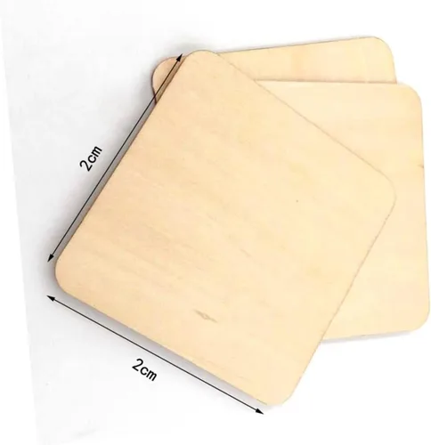 Miniatura 4 de TEHAUX 50 piezas de 1.575 in de madera natural rebanadas cuadradas DIY piezas planas para decoración de manualidades