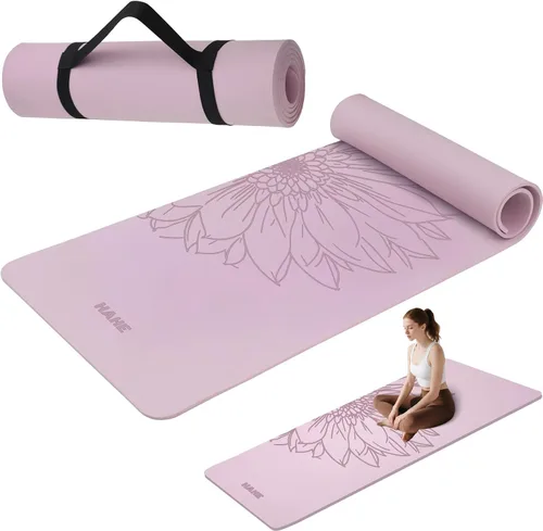 Miniatura 7 de HAHE Tapete de yoga grueso (8MM, 1/3 pulgadas), tapete de yoga antideslizante POE, ecológico, alto rebote y absorción de golpes, antidesgarros