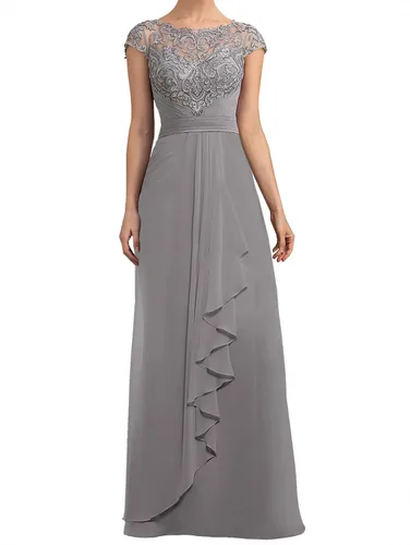 Miniatura 2 de Mother of The Bride Dress Cap Sleeve Long Party Dresses Women's Scoop Neck Prom Dresses Formal Gowns