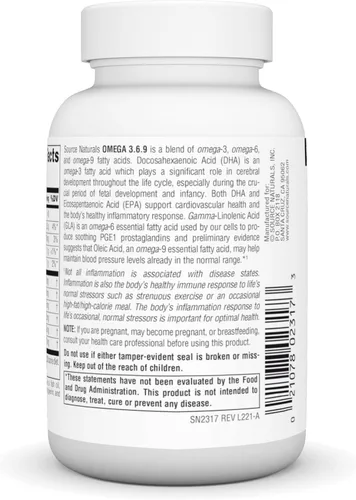 Miniatura 3 de Source Naturals Omega 3-6-9, Complejo de ácidos grasos esenciales para la salud cardíaca y cerebral* - 60 cápsulas blandas