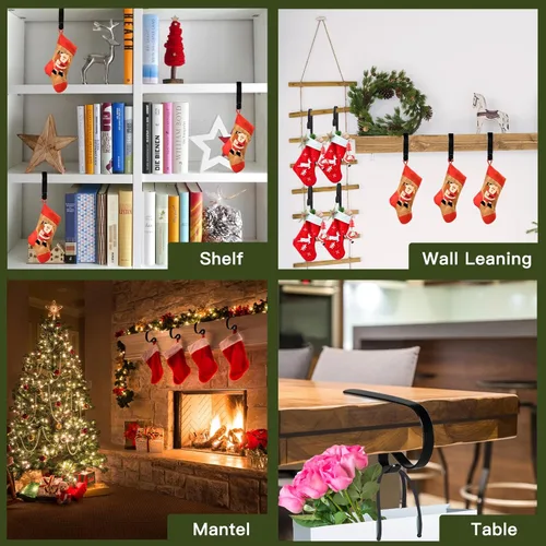 Miniatura 4 de Soporte para calcetines de Navidad para manto, soporte antideslizante y ajustable, ganchos de metal para calcetines, suministros de decoración