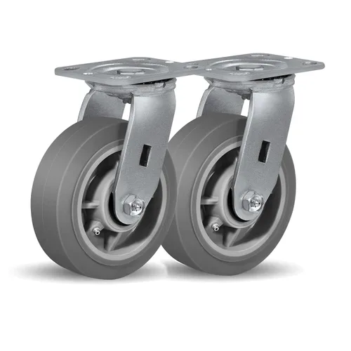 Miniatura 42 de Ruedas giratorias de alta resistencia 4x2, ruedas industriales, ruedas de goma (banda de rodadura plana), juego de 1 con capacidad de hasta 450