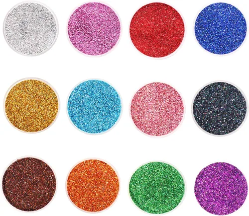Miniatura 11 de Licool - Brillantina gruesa holográfica, juego de 12, purpurina artesanal para manualidades de resina, purpurina cosmética para uñas, cuerpo, cara