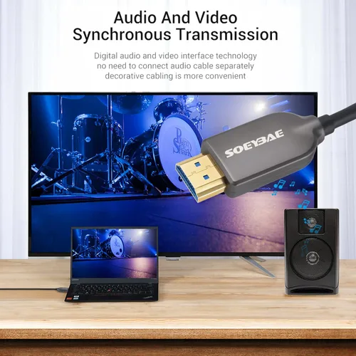 Miniatura 6 de SOEYBAE Cable HDMI de fibra óptica 4K de 30 pies, ultra alta velocidad de 18 Gbps, compatible con HDCP 2.2, ARC, 4K UHD, HD 1080p, cable