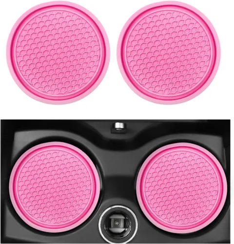 Miniatura 8 de Ohleats Juego de posavasos de 2 piezas para automóvil, impermeable en forma de panal de abeja, PVC antideslizante de 2.75 pulgadas, universal