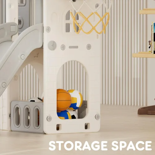 Miniatura 7 de YUFU Juego de tobogán 8 en 1 para niños pequeños, tobogán para niños de 1 a 3 años, juego de juego para niños pequeños con escalador, aro
