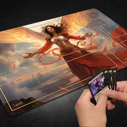 Miniatura 5 de Tapete de juego MTG cosido de alta calidad con zonas y parte trasera de goma antideslizante, tapete de juego TCG para MTG y otros juegos de cartas