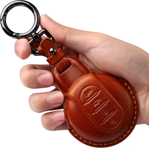 Miniatura 7 de Tukellen Compatible con BMW Mini - Funda de cuero para llavero compatible con BMW Mini Cooper F54, F55, F56, F57, F60, color negro