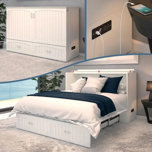 Miniatura 25 de AFI, Southampton Murphy - Cómoda de cama individual XL con colchón de 6 pulgadas, cajón de almacenamiento y cargador USB integrado, color gris