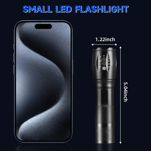 Miniatura 6 de Paquete de 8 linternas pequeñas potentes, 5 modos de linternas LED brillantes de alto lúmenes, mini linternas para el hogar, linterna
