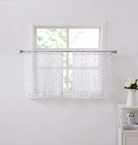 Miniatura 15 de Warm Home Designs Par de 2 cortinas de longitud corta de 54 pulgadas de ancho x 63 pulgadas de largo, cortinas transparentes bordadas con bordado