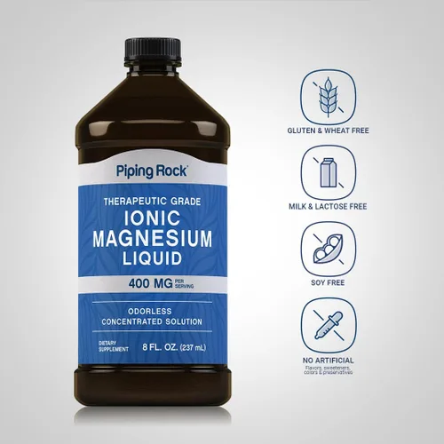 Miniatura 3 de Piping Rock Magnesio iónico líquido 400 mg 8 oz Sin sabor Suplemento sin OMG, sin gluten