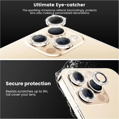 Miniatura 6 de Tensea Protector de lente de cámara para iPhone 14 Pro Max, protector de lente de cámara de vidrio templado 9H, protector de pantalla, anillo