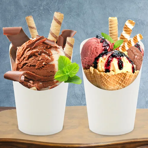 Miniatura 6 de BLUE TOP 30 tazas de papel blanco de 14 onzas con 100 púas de nudo de bambú de 4.7 pulgadas para aperitivos y frutas Púas de brocheta de nudo
