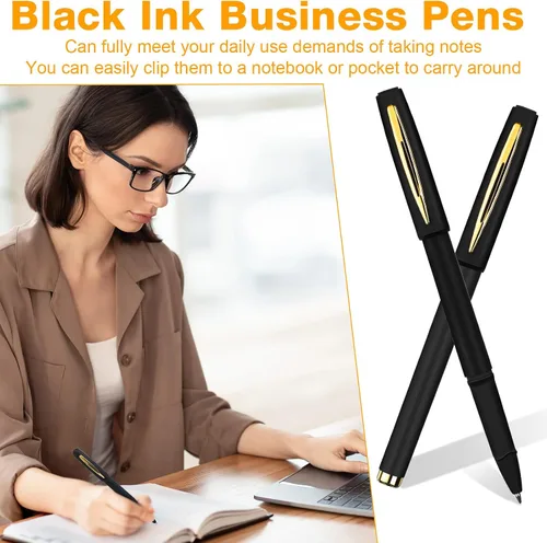 Miniatura 6 de Outus 60 bolígrafos de tinta de gel negra a granel de 0.020 in, bolígrafo negro a granel de punta ultra fina, bolígrafos de gel para oficina