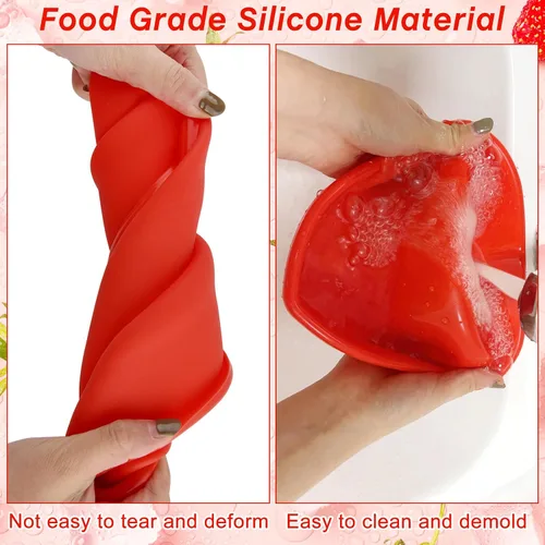 Miniatura 5 de Molde de silicona para pastel de 3 piezas, 5, 8, 10 pulgadas, molde antiadherente para pastel de queso, molde reutilizable de silicona de grado rojo