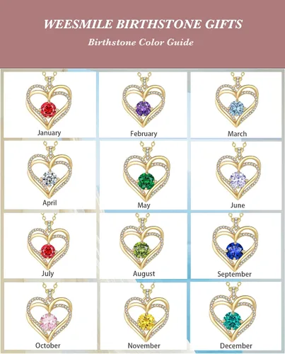 Miniatura 7 de Collar de corazón para mujer Joyas de oro para mujer con circonita cúbica bithstone Aniversario, cumpleaños, boda, día de San Valentín, regalo