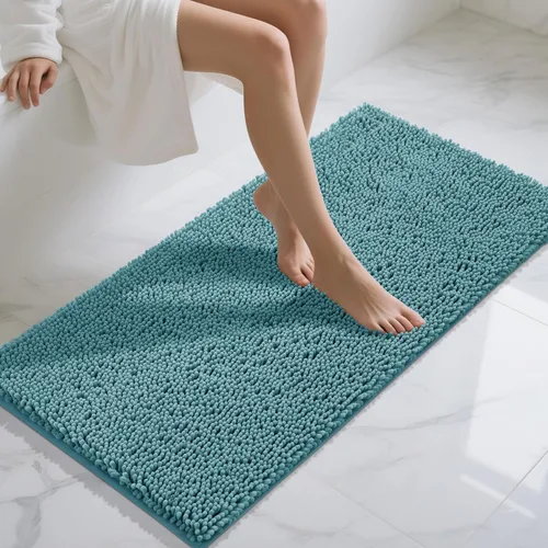 Miniatura 101 de Yimobra Alfombras lavables para baño, alfombra de baño de chenilla súper suave y absorbente para piso y alfombra, alfombra antideslizante de secado