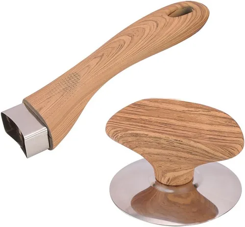 Manijas de repuesto para ollas, perilla de repuesto de tapa de olla de madera y agarre de mango largo para diferentes tapas de sartén y olla