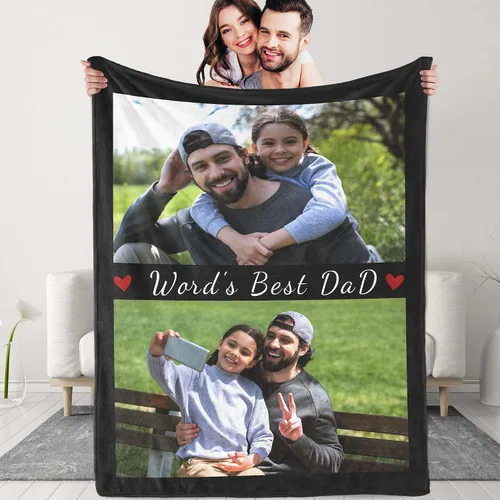 Miniatura 8 de Manta personalizada para el día del padre con collage de fotos, manta personalizada con fotos para papá/abuelo/regalos de hija o hijo, manta