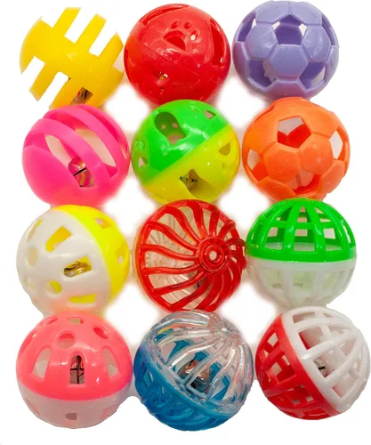 Miniatura 7 de Fashion's Talk Paquete de Valor de 12 Piezas Juguetes de Pelotas de Plástico para Gatos Pelotas de Celosía con Cascabel Sonajero Juguete de Gatito