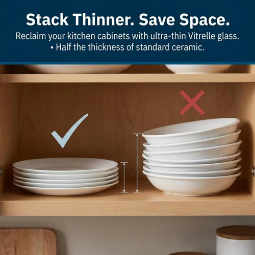 Miniatura 7 de Corelle Vitrelle - Juego de 6 platos para ensalada y aperitivos, vidrio de triple capa y resistente a las astillas, platos redondos ligeros de 6 3/4