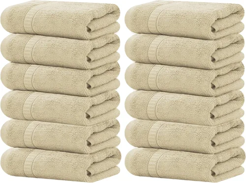 Miniatura 23 de GOLD TEXTILES Toalla 100% algodón, paquete de 12, 13 x 13 pulgadas, color blanco, ultra suave, altamente absorbente, de larga duración y de secado