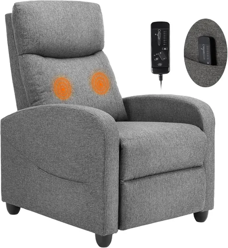 Miniatura 9 de Sweetcrispy Silla reclinable de piel sintética, sofá reclinable sin masaje, asiento de cine en casa con soporte lumbar, respaldo ajustable, relleno
