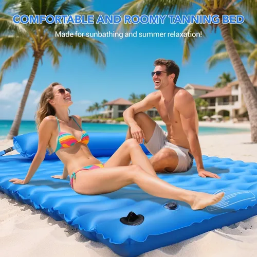 Miniatura 3 de 2-Person Inflatable Pool Float Adult, 71'' x 71'' Large Pool Lounger Float River Tube with Headrest, Adult Heavy Duty Pool Floats Mat for Swimming
