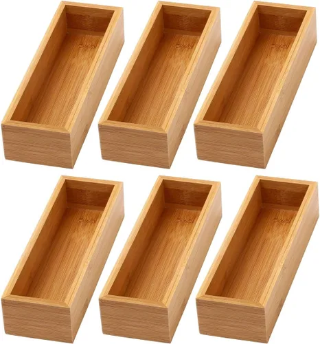 Miniatura 32 de YBM HOME Caja organizadora de cajones de bambú para cajón de cocina, oficina, dormitorio, habitación de los niños, manualidades, costura y baño