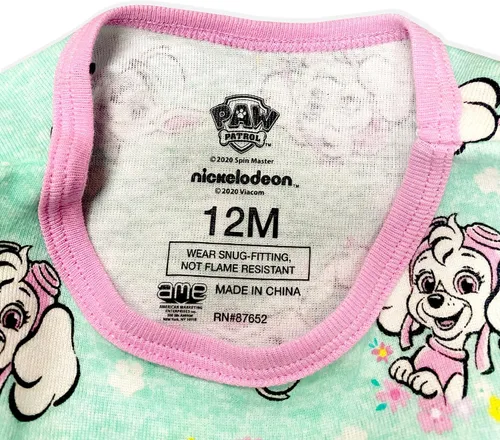Miniatura 2 de Paw Patrol Skye, Marshall, Chase and Rubble - Conjunto de pijama con corazones en blanco y negro