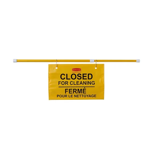 Miniatura 3 de Rubbermaid Commercial letrero de seguridad para colgar en sitio, multilingüe para impresión de limpieza, Amarillo, 1