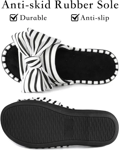 Miniatura 9 de ULTRAIDEAS - Pantuflas de espuma viscoelástica para mujer, con puntera abierta y correa ajustable, pantuflas de meter sin agujetas para mujer, forro