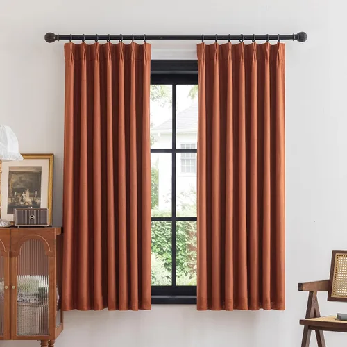 Miniatura 30 de MYSKY HOME Dusty Blue Full Black Out Pinch Pleated Curtains 63 inches Long for Bedroom Linen Textured with Blackout Liners Blue Gray Thermal